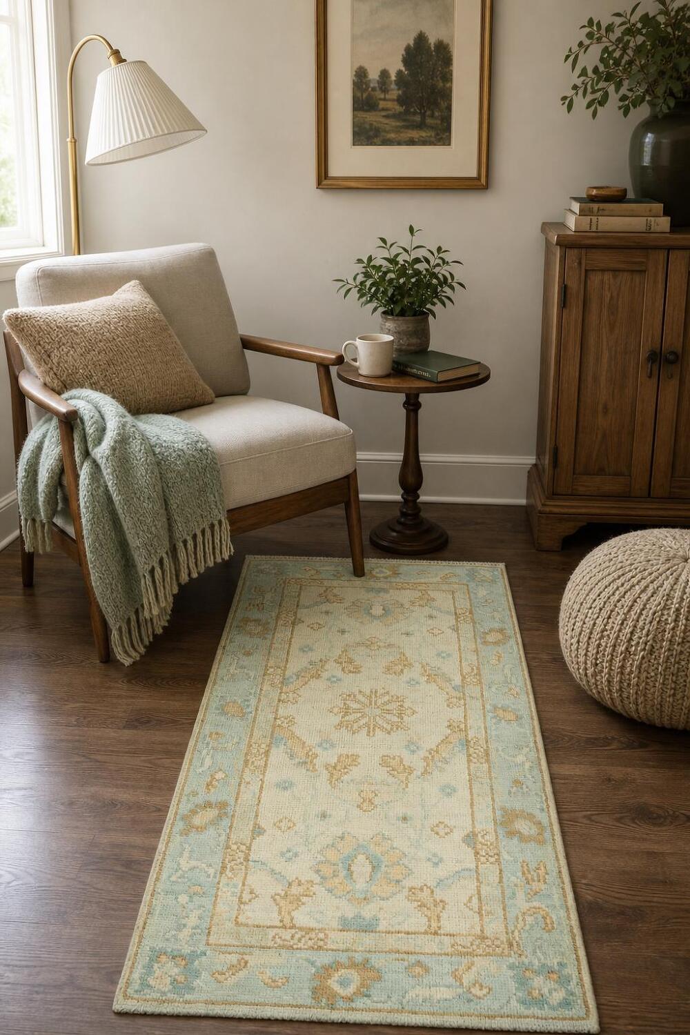 Vegetable Dye Oushak Oriental Foyer Rug 2x4