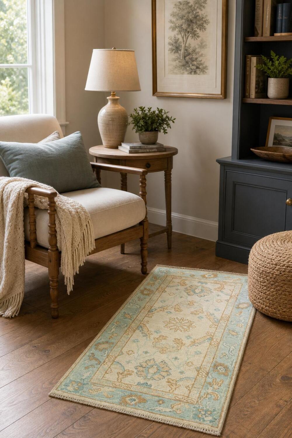 Wool Oushak Vegetable Dye Foyer Rug 2x4