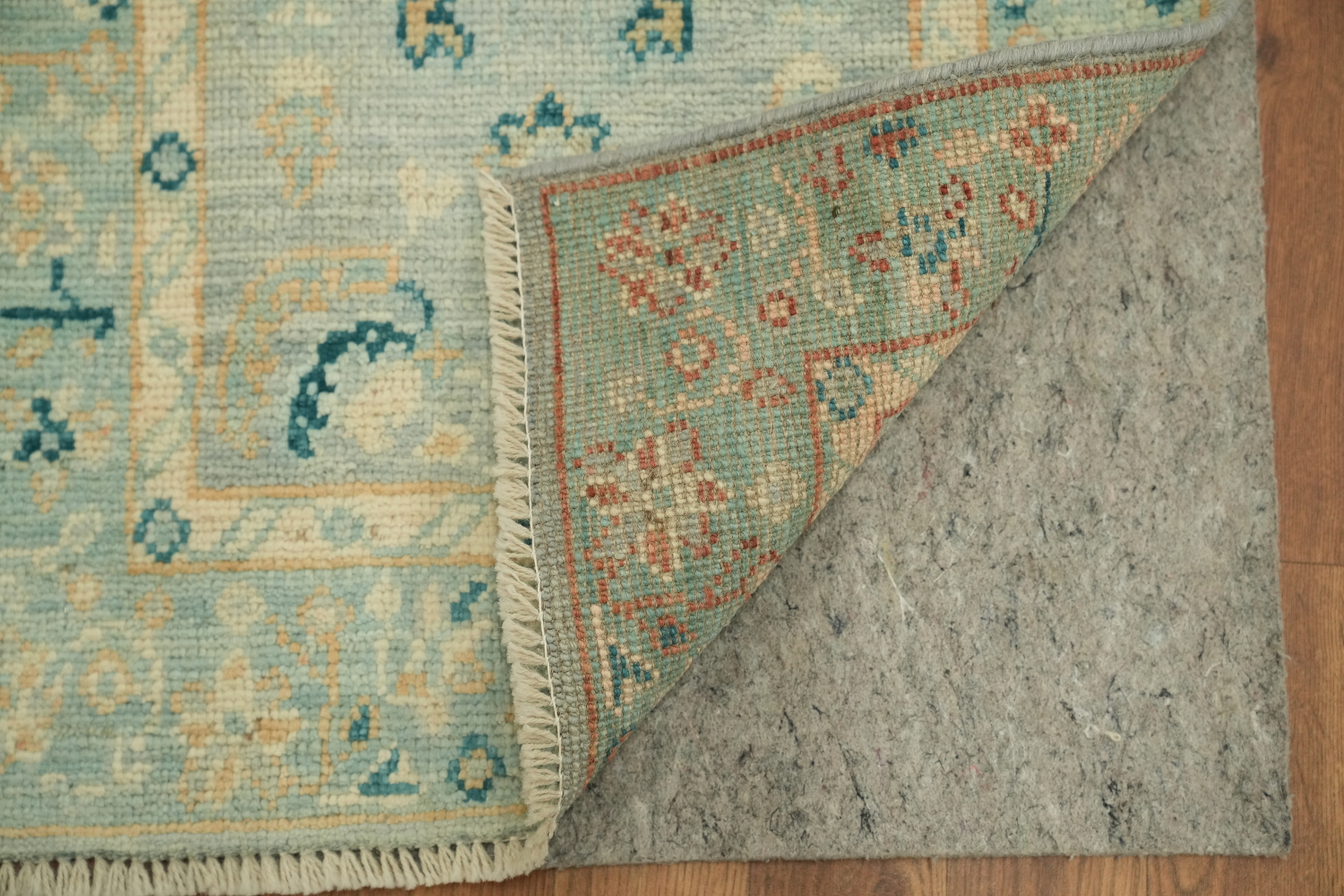 Blue Oushak Vegetable Dye Turkish Foyer Rug 2x4