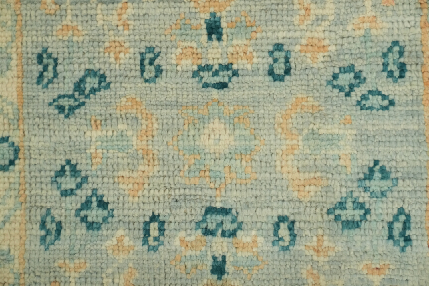 Blue Oushak Vegetable Dye Turkish Foyer Rug 2x4