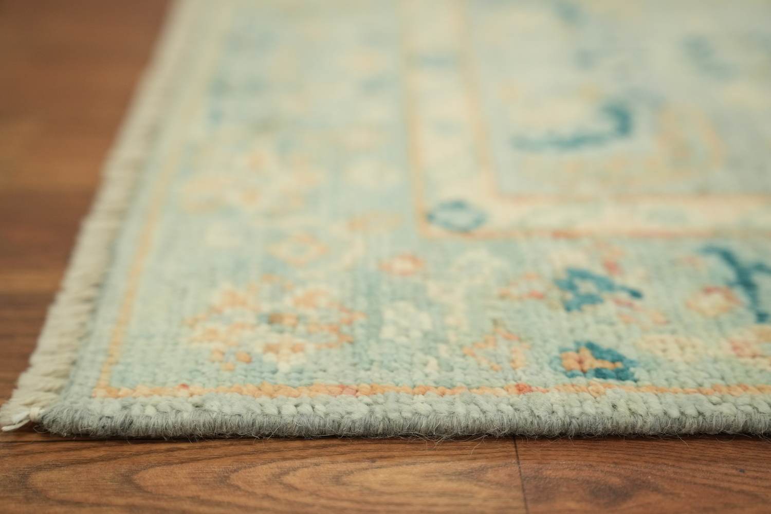 Blue Oushak Vegetable Dye Turkish Foyer Rug 2x4