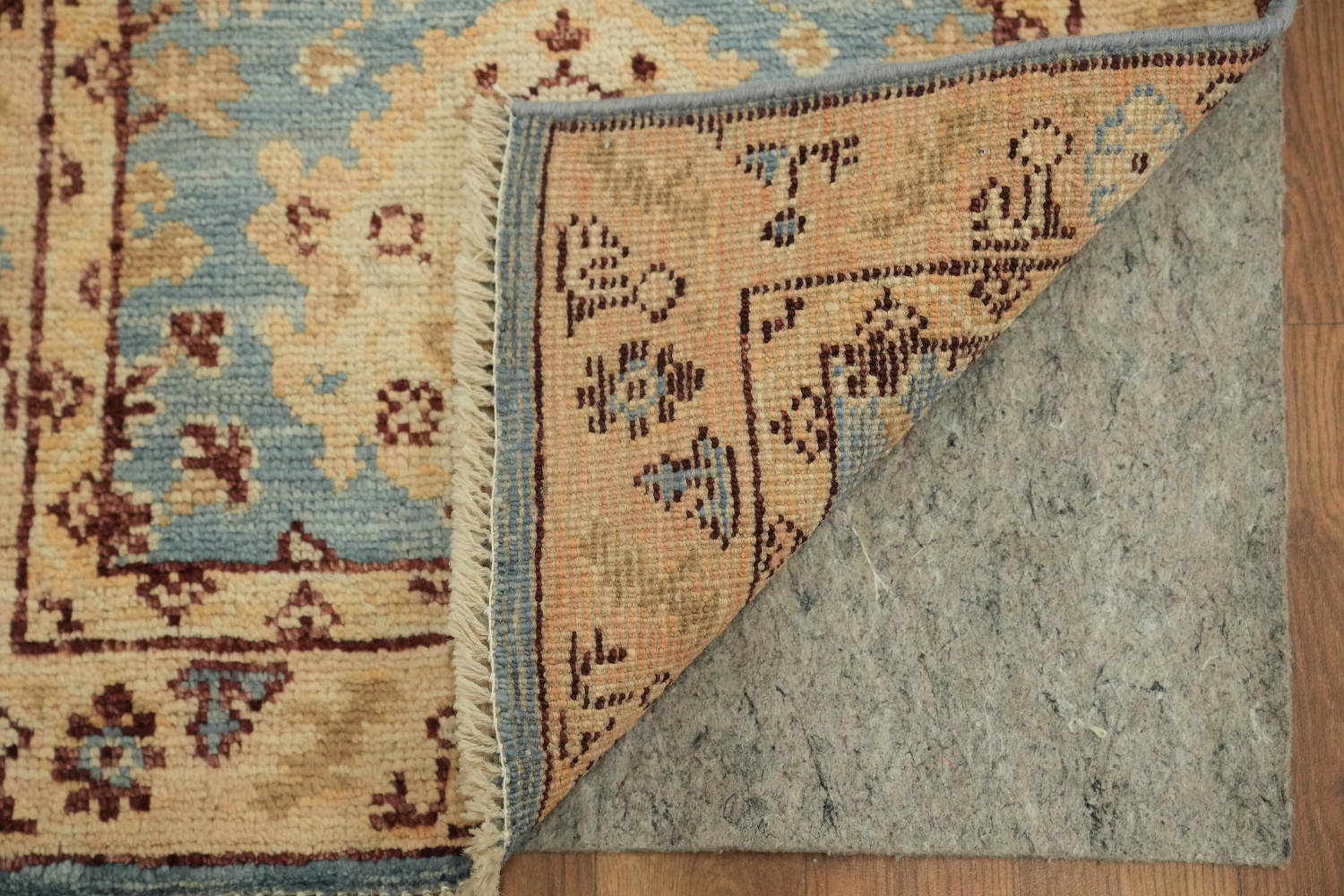 Vegetable Dye Blue Oushak Turkish Foyer Rug 2x4
