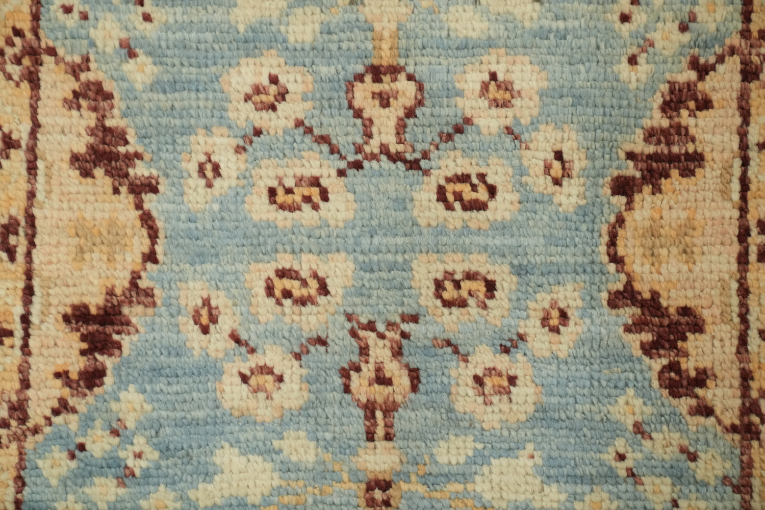 Vegetable Dye Blue Oushak Turkish Foyer Rug 2x4