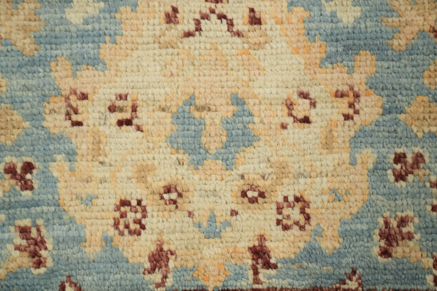 Vegetable Dye Blue Oushak Turkish Foyer Rug 2x4