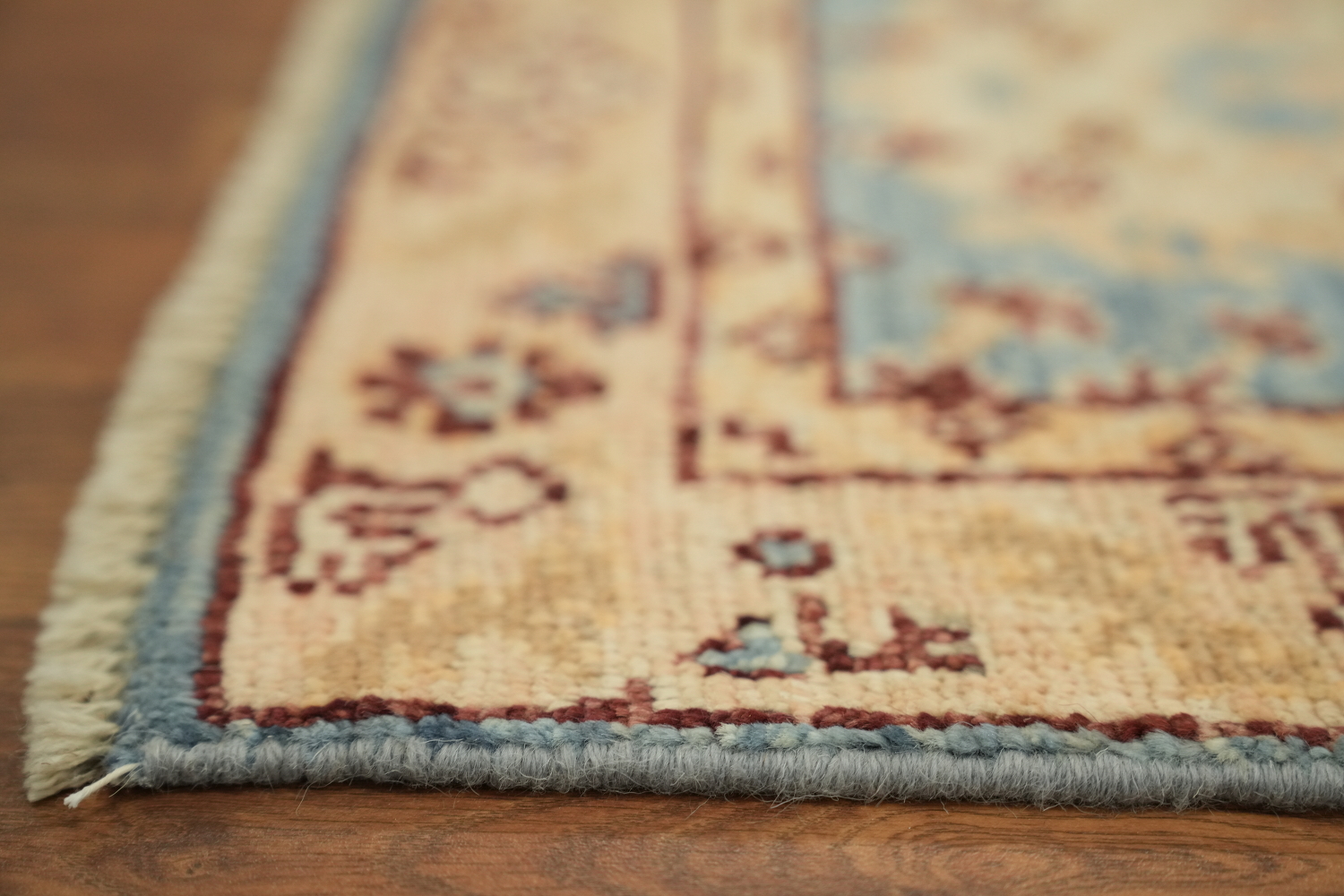 Vegetable Dye Blue Oushak Turkish Foyer Rug 2x4