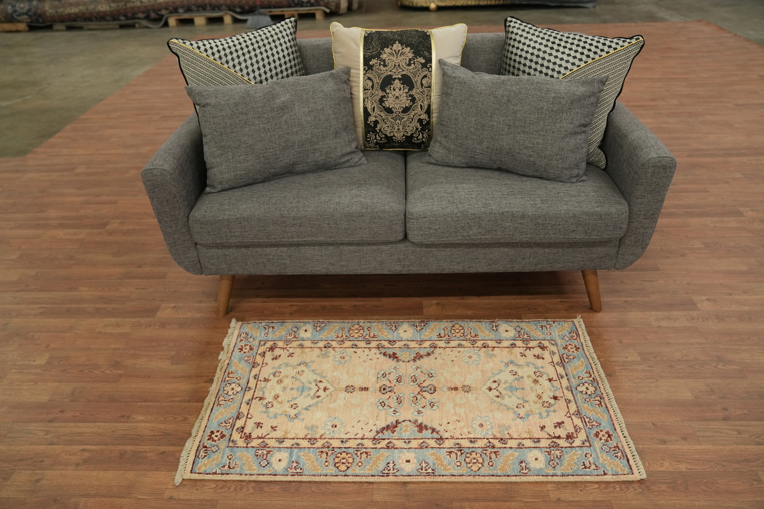 Vegetable Dye Oushak Turkish Accent Rug 2x4