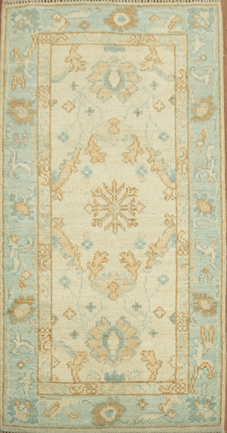 Vegetable Dye Oushak Turkish Accent Rug 2x4