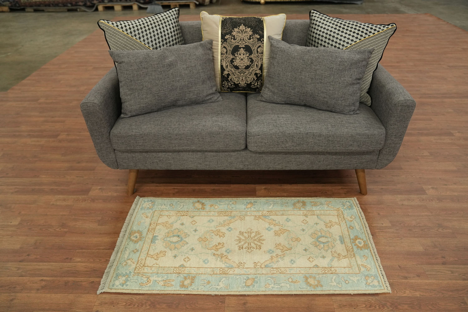 Vegetable Dye Oushak Turkish Accent Rug 2x4