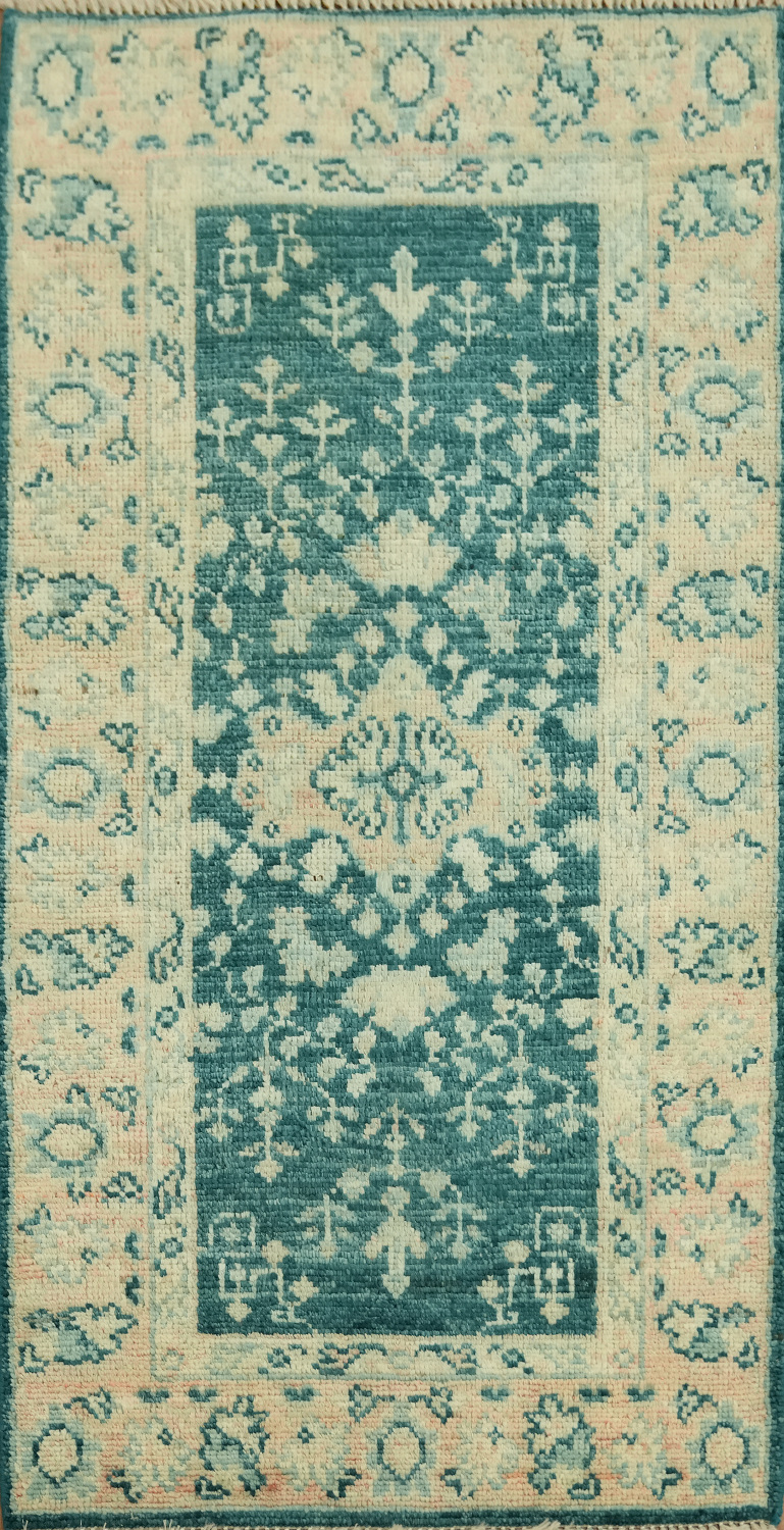Teal Green Oushak Turkish Accent Rug 2x4