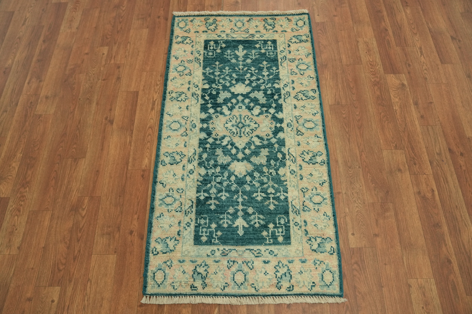 Teal Green Oushak Turkish Accent Rug 2x4
