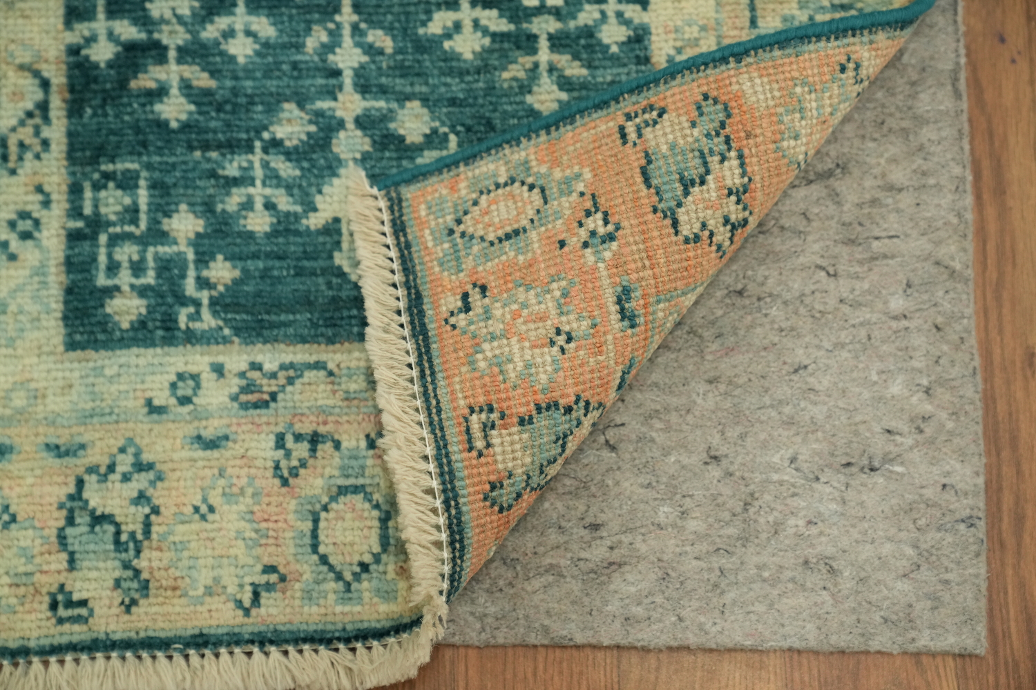 Teal Green Oushak Turkish Accent Rug 2x4