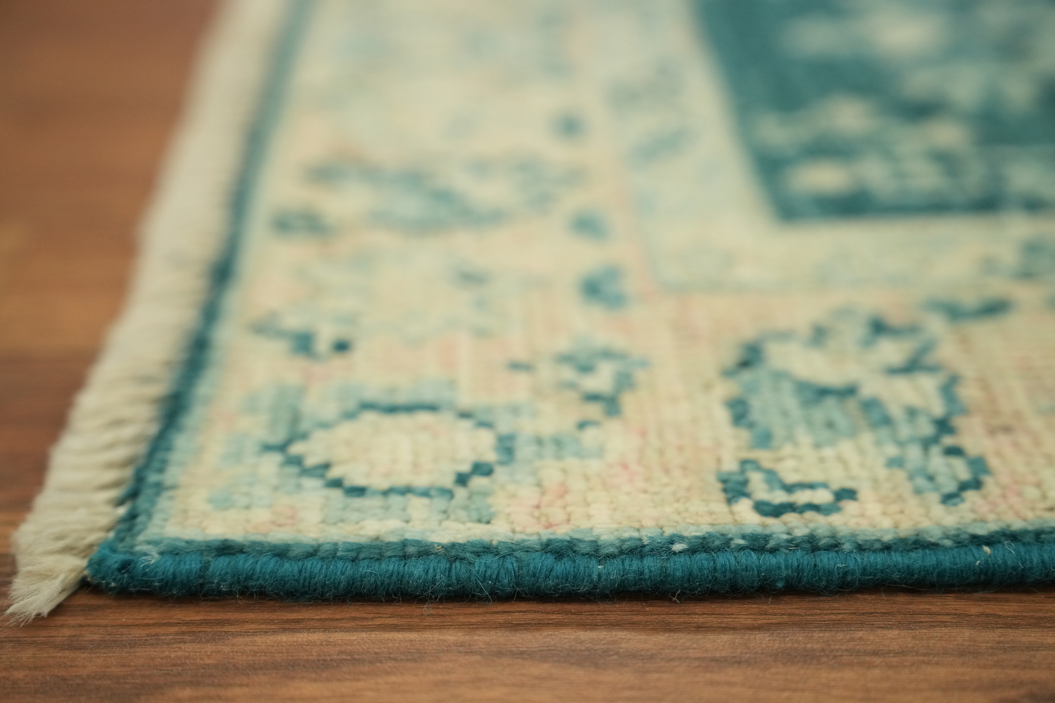 Teal Green Oushak Turkish Accent Rug 2x4