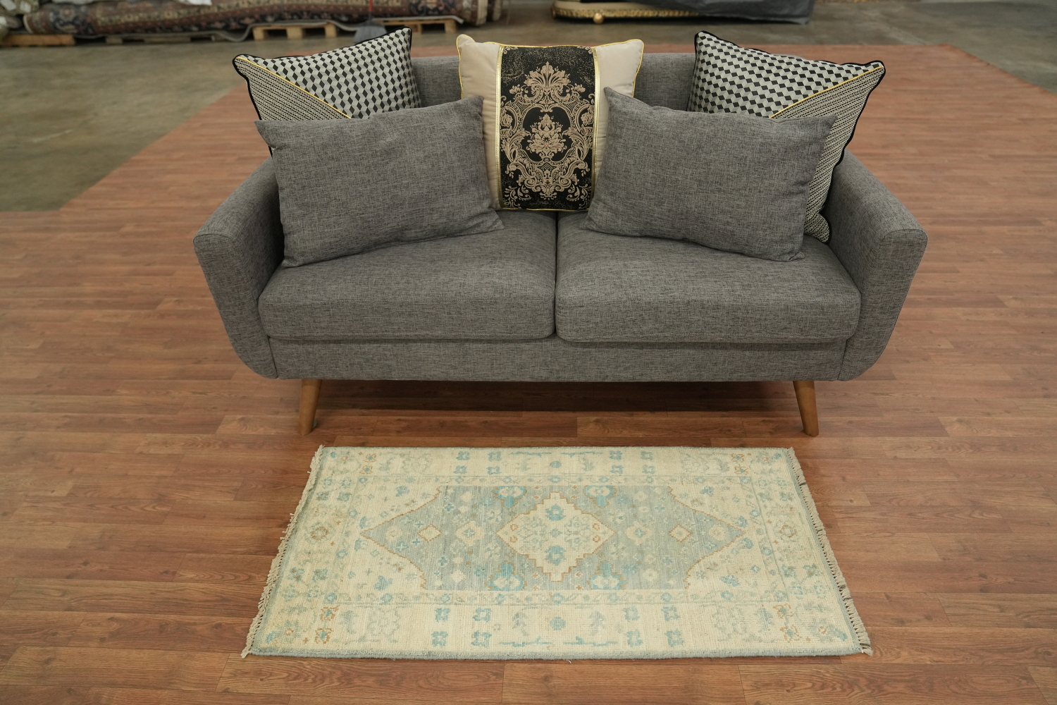 Muted Color Oushak Vegetable Dye Accent Rug 2x4
