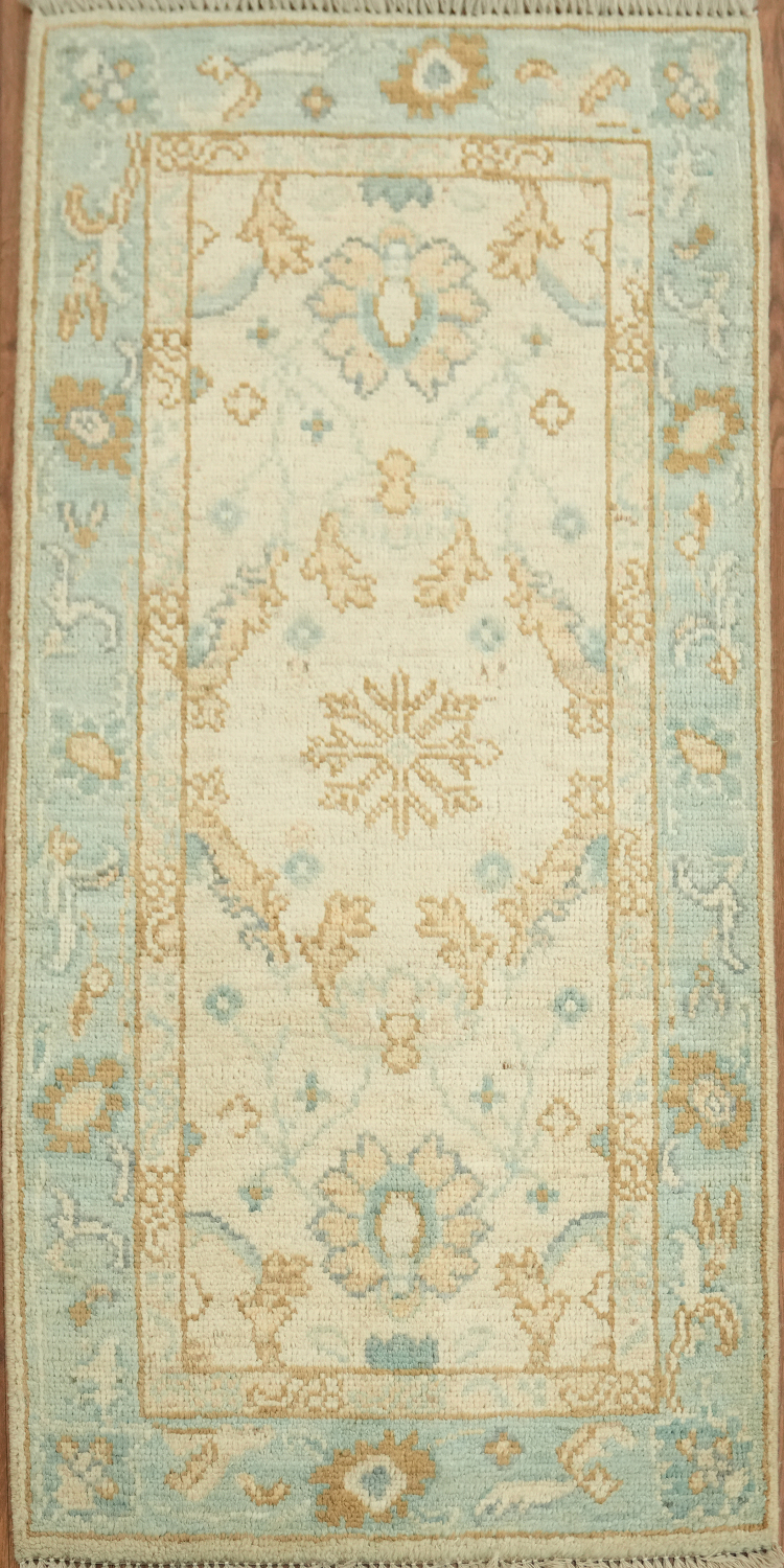 Vegetable Dye Oushak Turkish Accent Rug 2x4