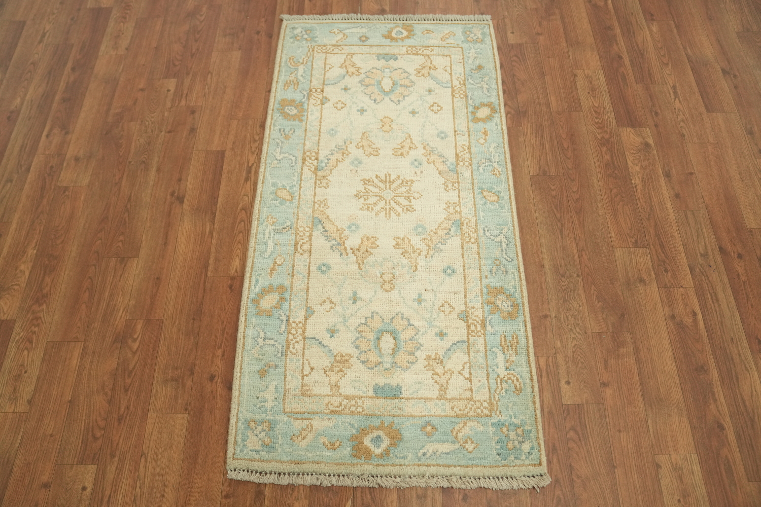Vegetable Dye Oushak Turkish Accent Rug 2x4