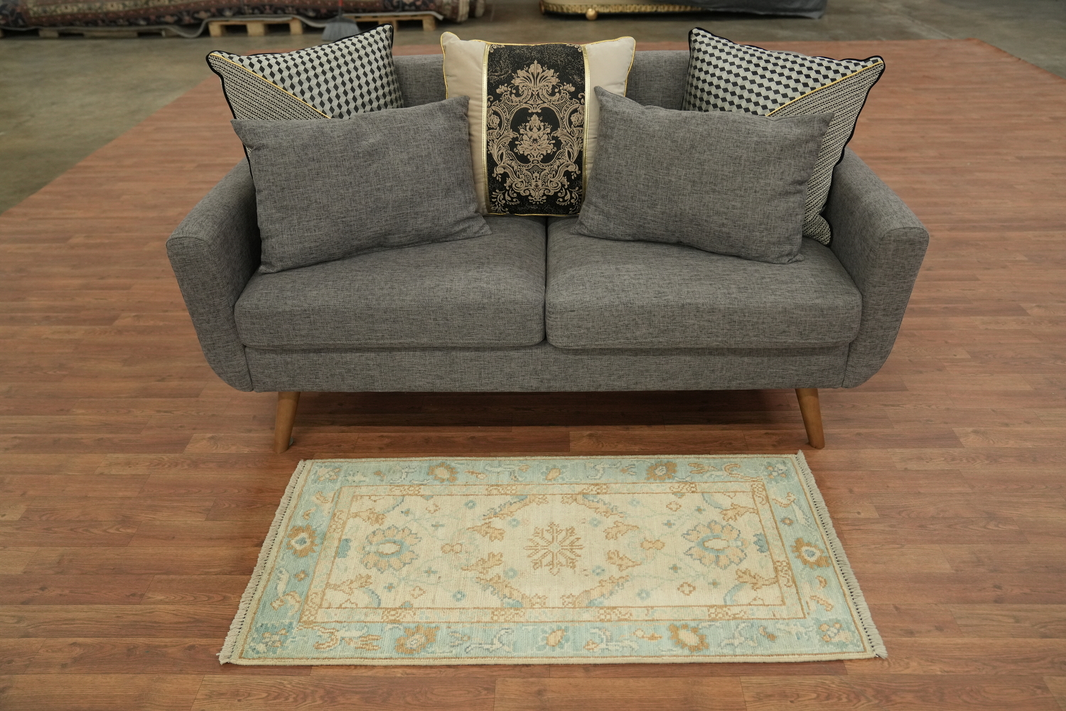 Vegetable Dye Oushak Turkish Accent Rug 2x4