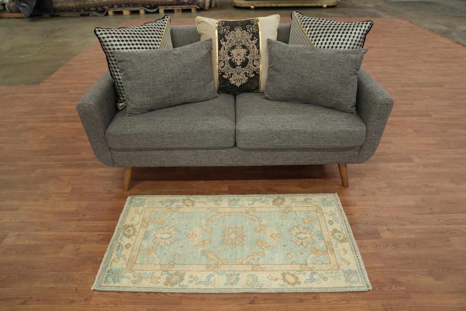 Vegetable Dye Oushak Turkish Accent Rug 2x4