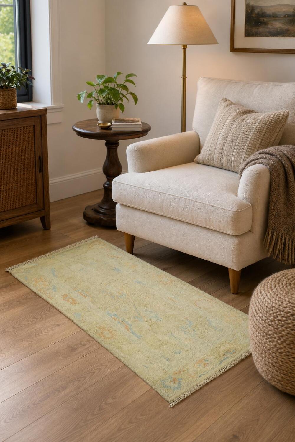 Vegetable Dye Oushak Wool Accent Rug 2x4