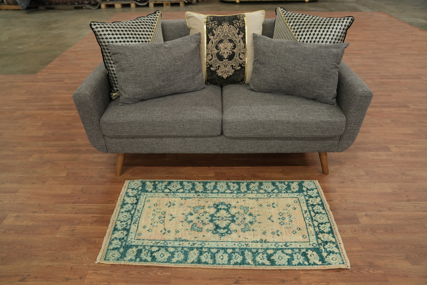 Vegetable Dye Oushak Turkish Foyer Rug 2x4