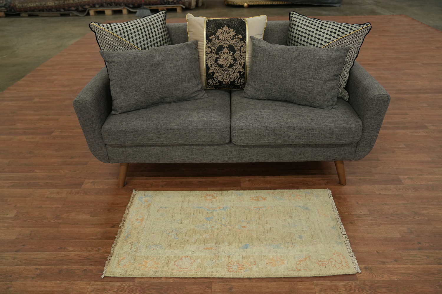 Handmade Oushak Vegetable Dye Accent Rug 2x4
