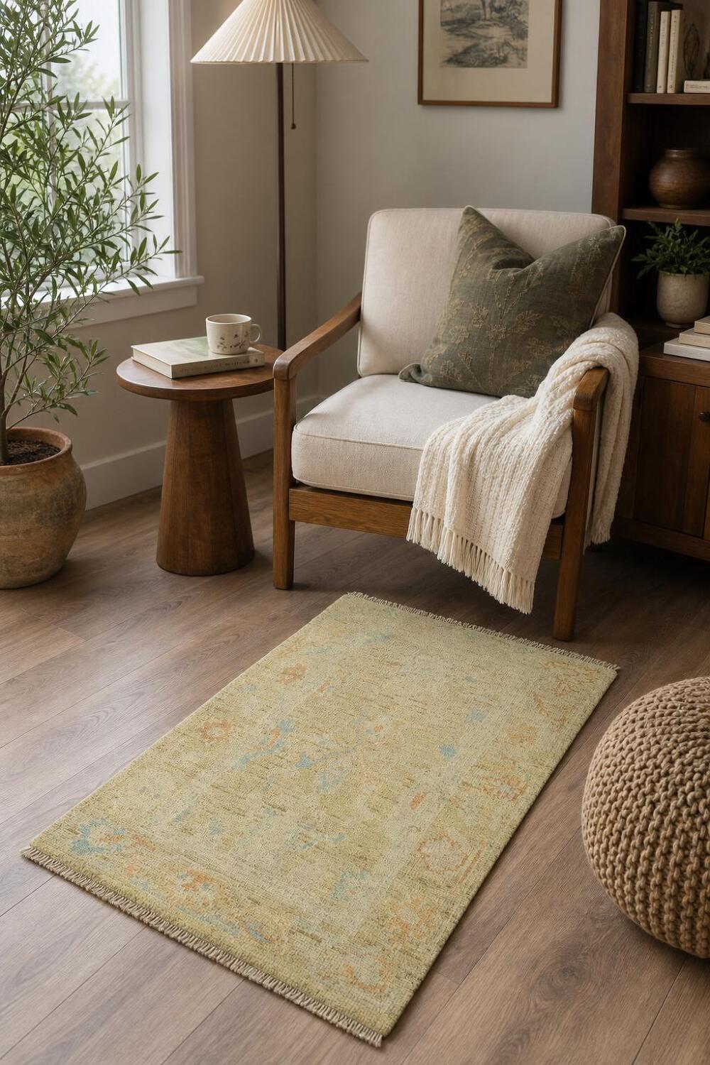 Handmade Oushak Vegetable Dye Accent Rug 2x4