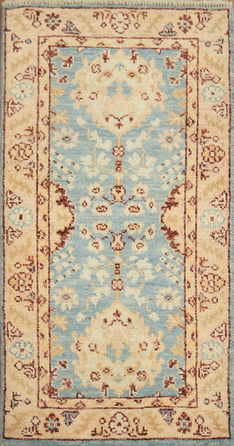 Blue Oushak Vegetable Dye Oriental Foyer Rug 2x4