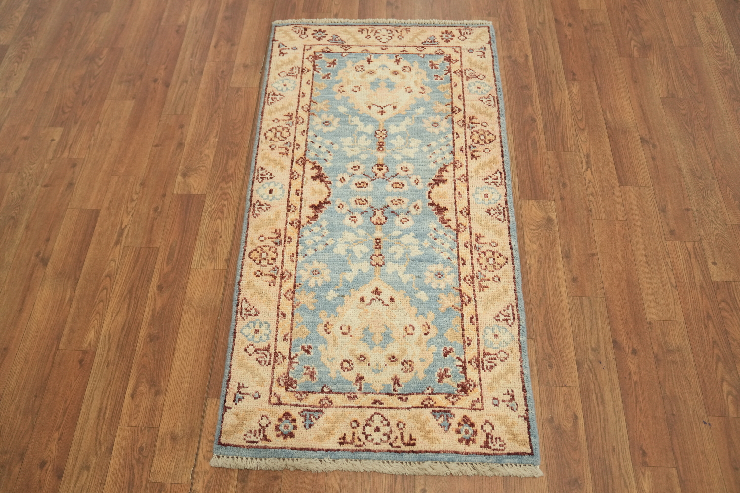 Blue Oushak Vegetable Dye Oriental Foyer Rug 2x4
