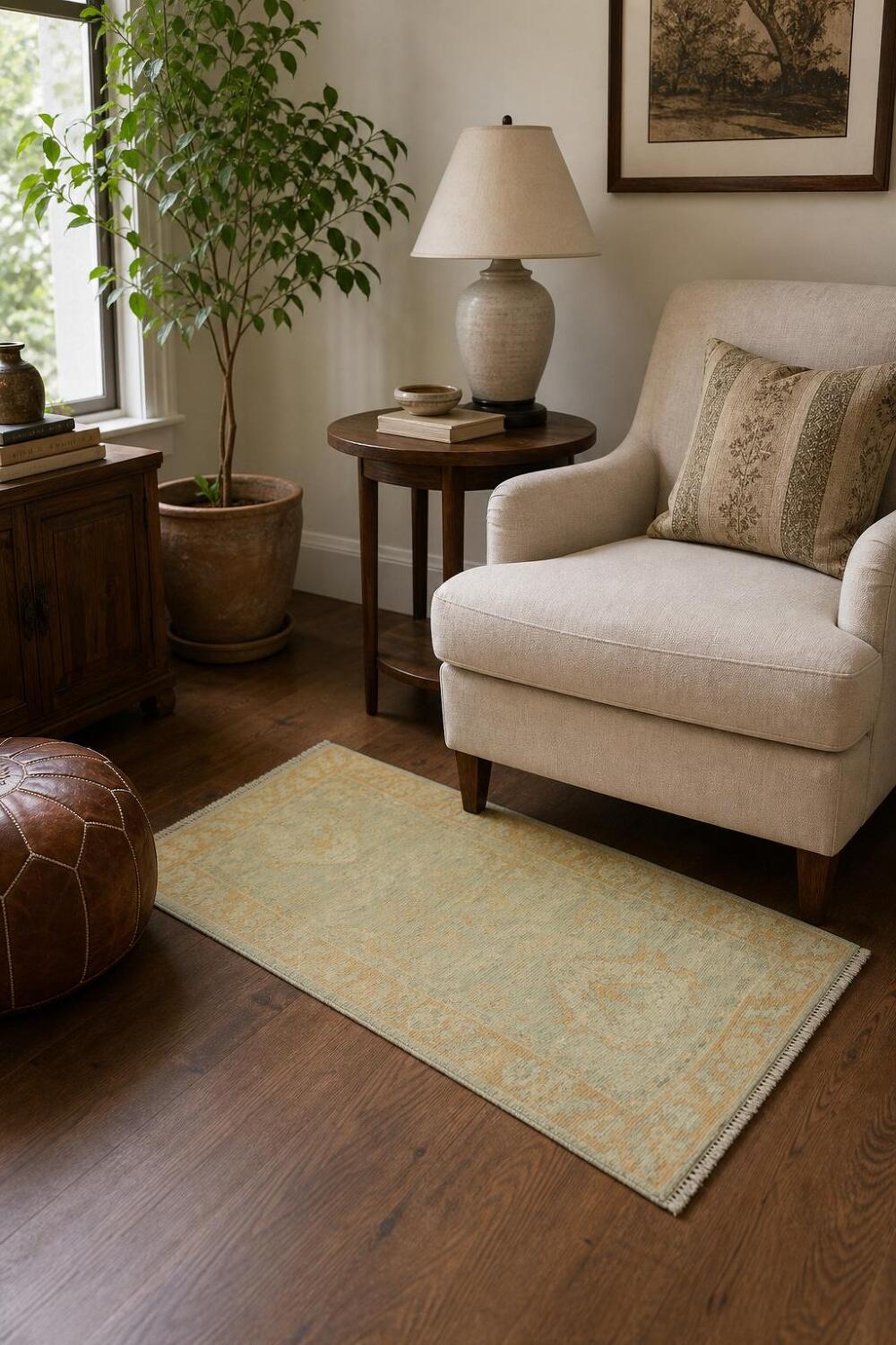 Vegetable Dye Oushak Oriental Accent Rug 2x4