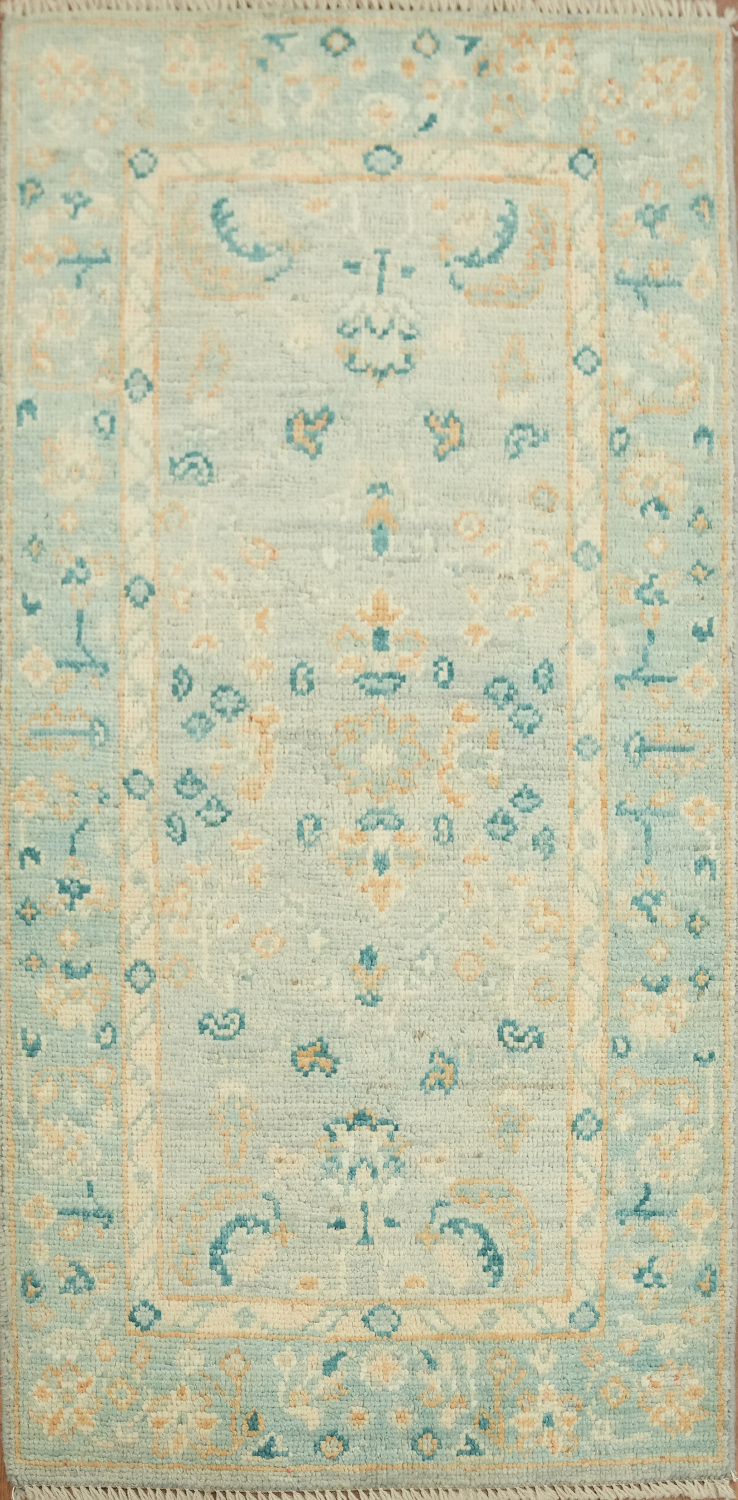 Blue Oushak Oriental Vegetable Dye Accent Rug 2x4