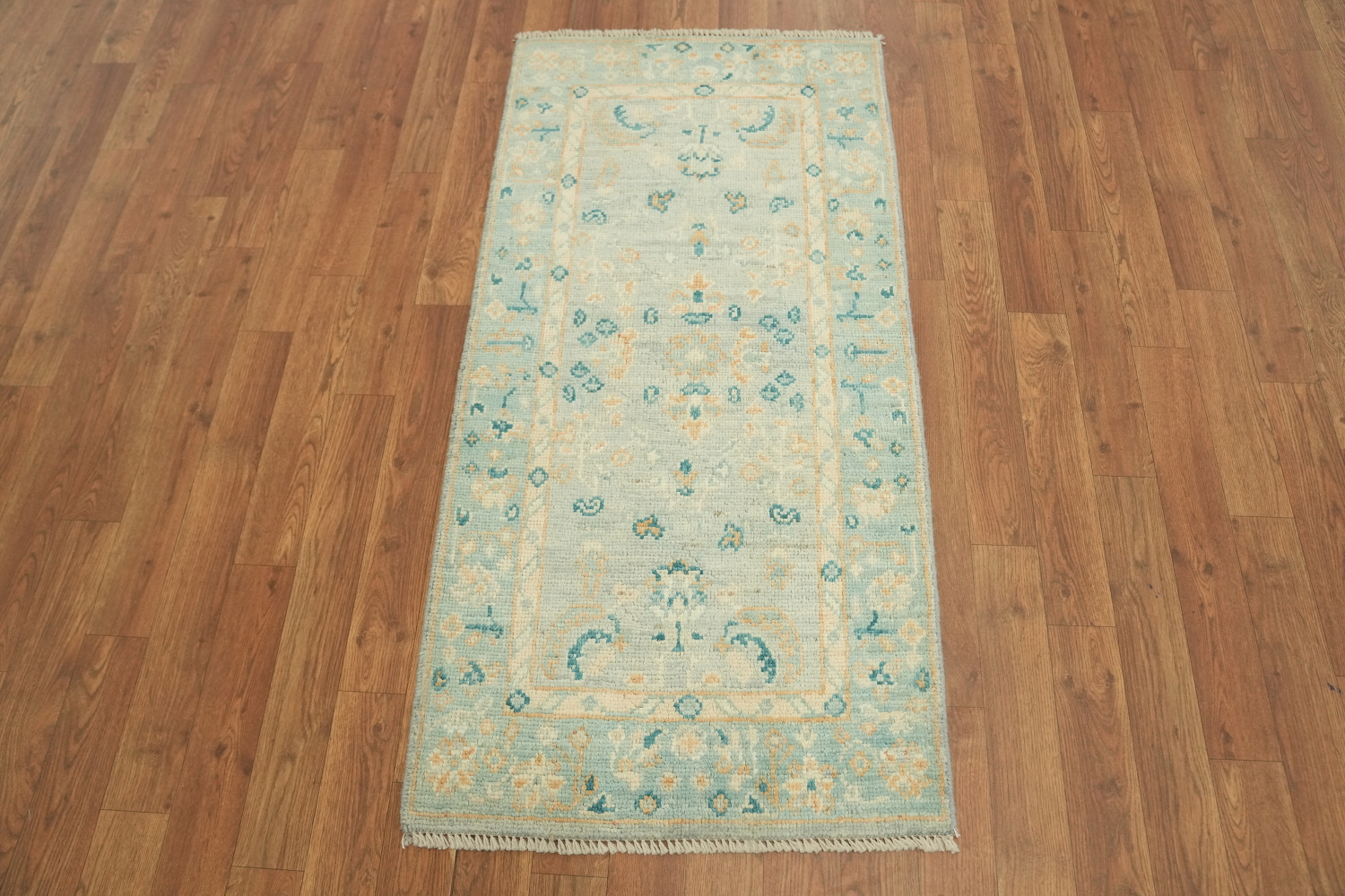 Blue Oushak Oriental Vegetable Dye Accent Rug 2x4