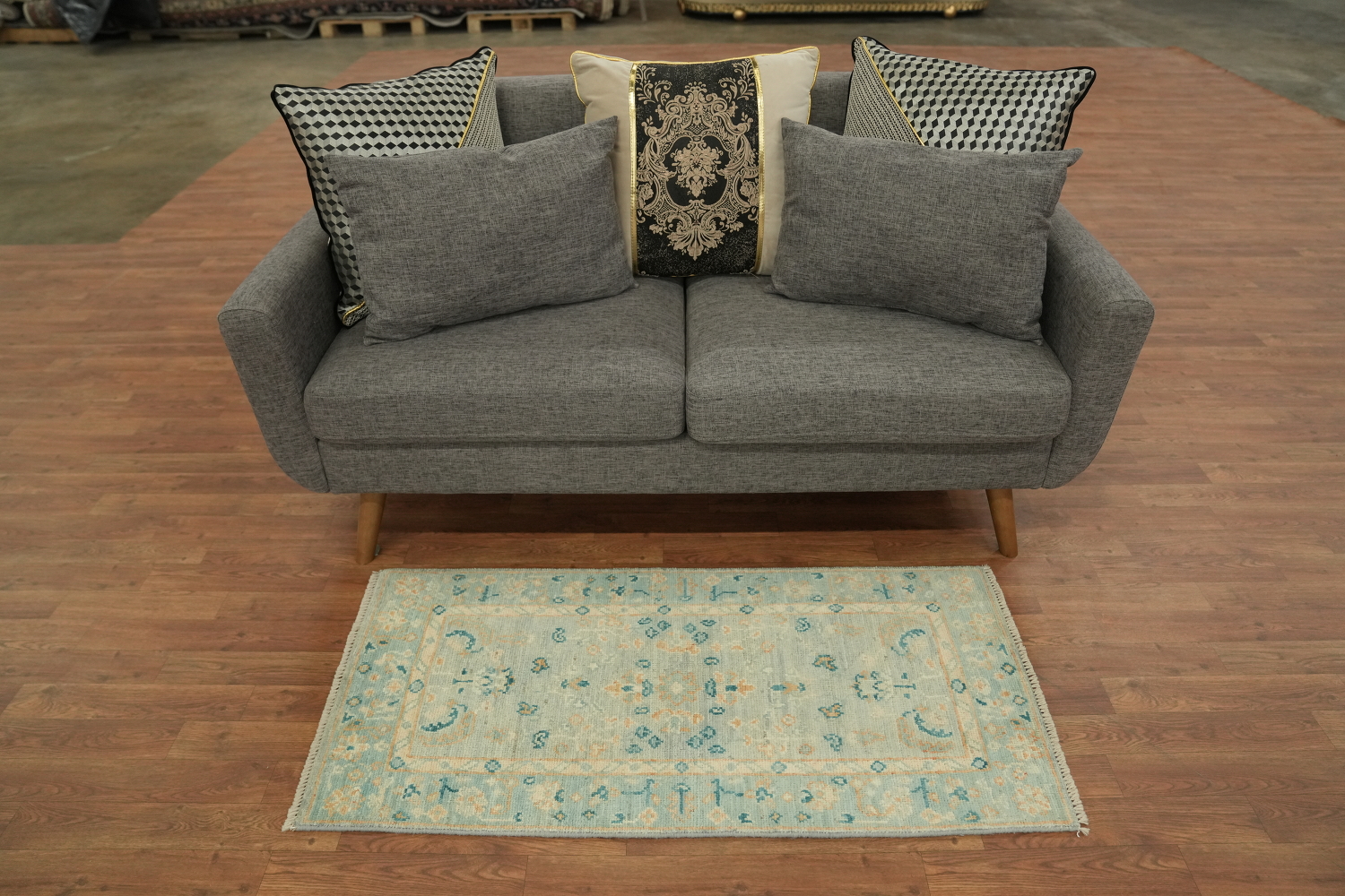 Blue Oushak Oriental Vegetable Dye Accent Rug 2x4