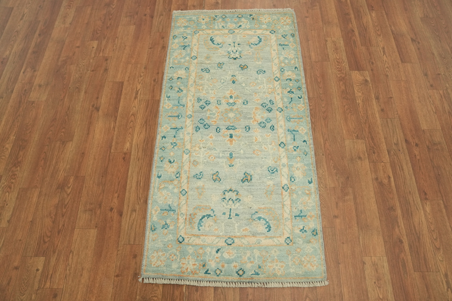 Blue Oushak Oriental Vegetable Dye Accent Rug 2x4