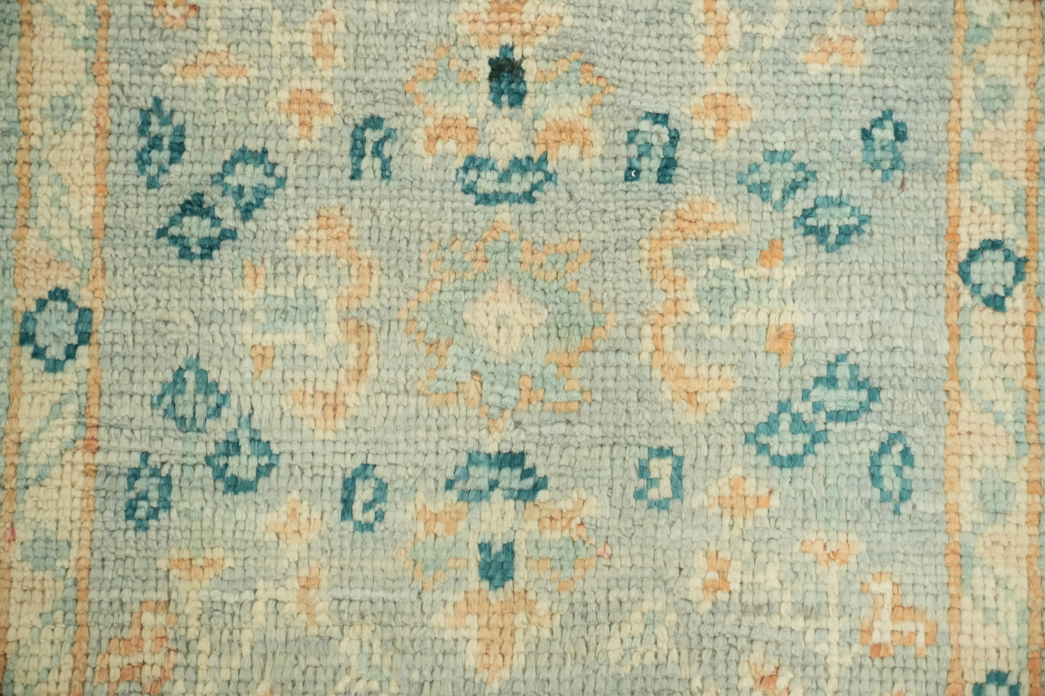 Vegetable Dye Oushak Blue Turkish Accent Rug 2x4