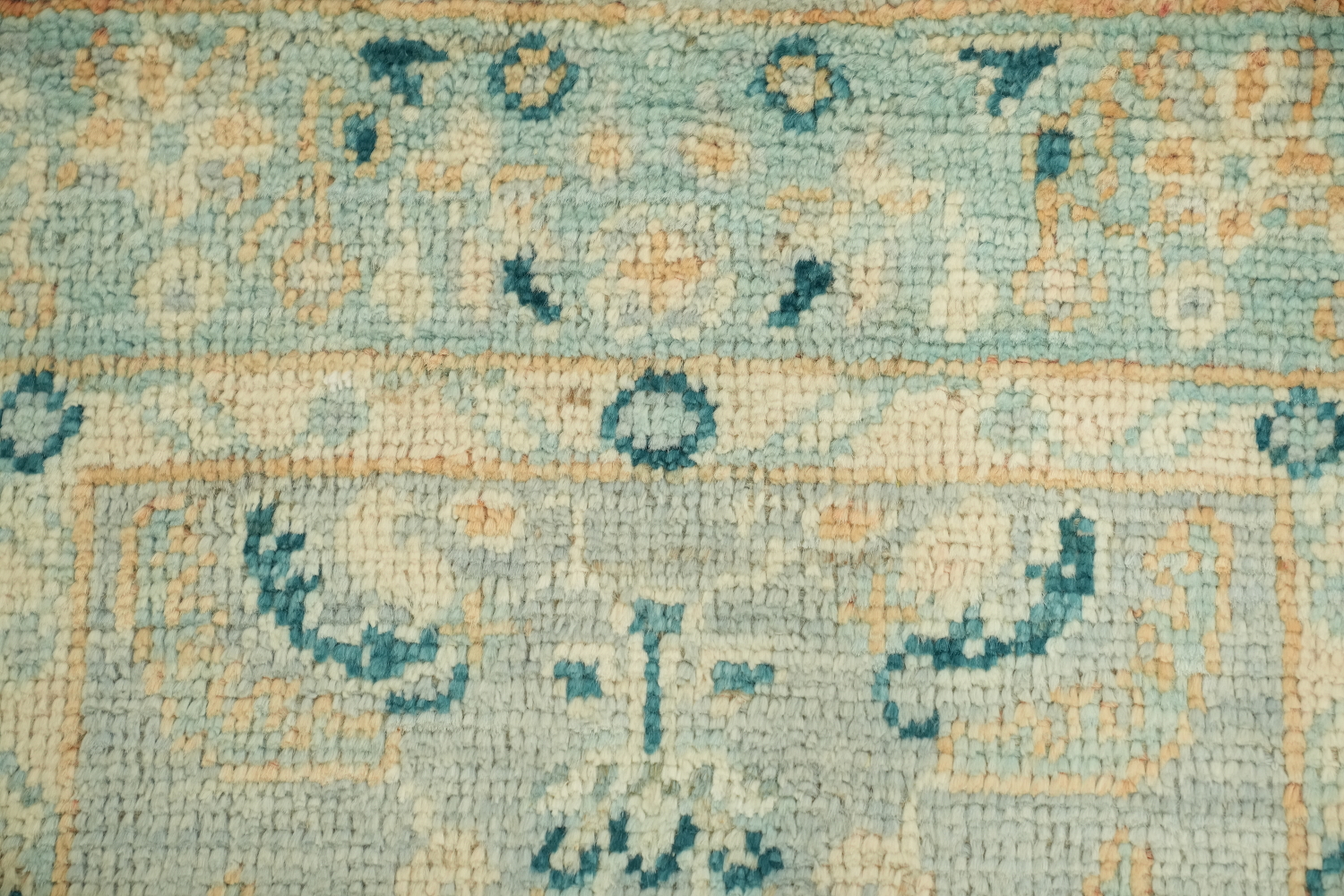 Vegetable Dye Oushak Blue Turkish Accent Rug 2x4