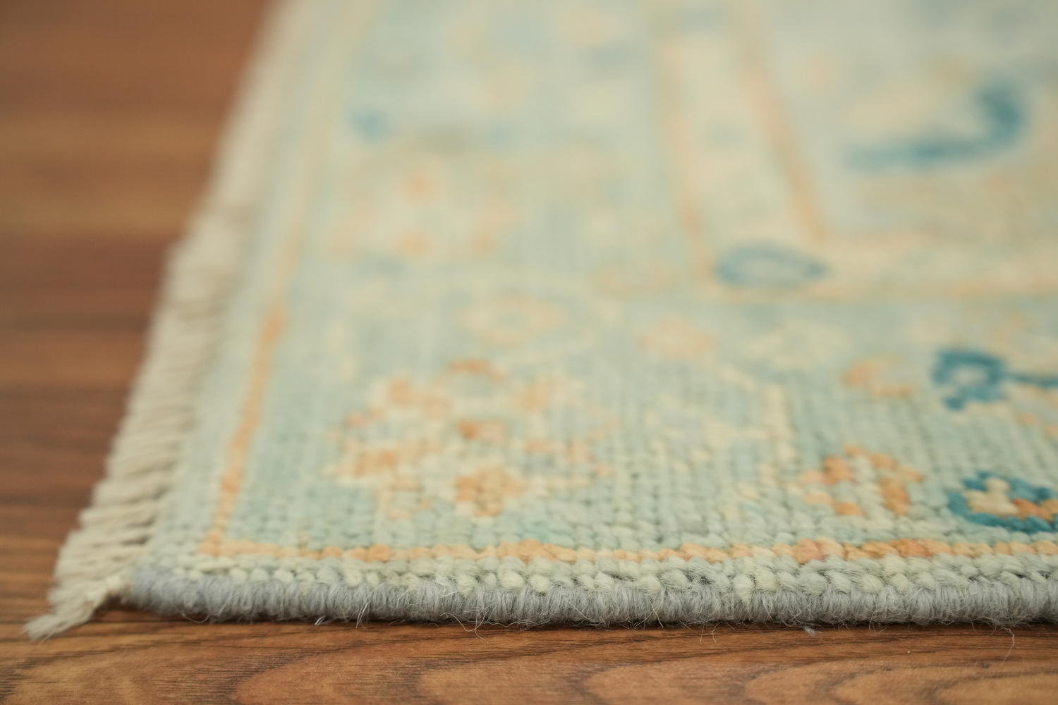 Vegetable Dye Oushak Blue Turkish Accent Rug 2x4