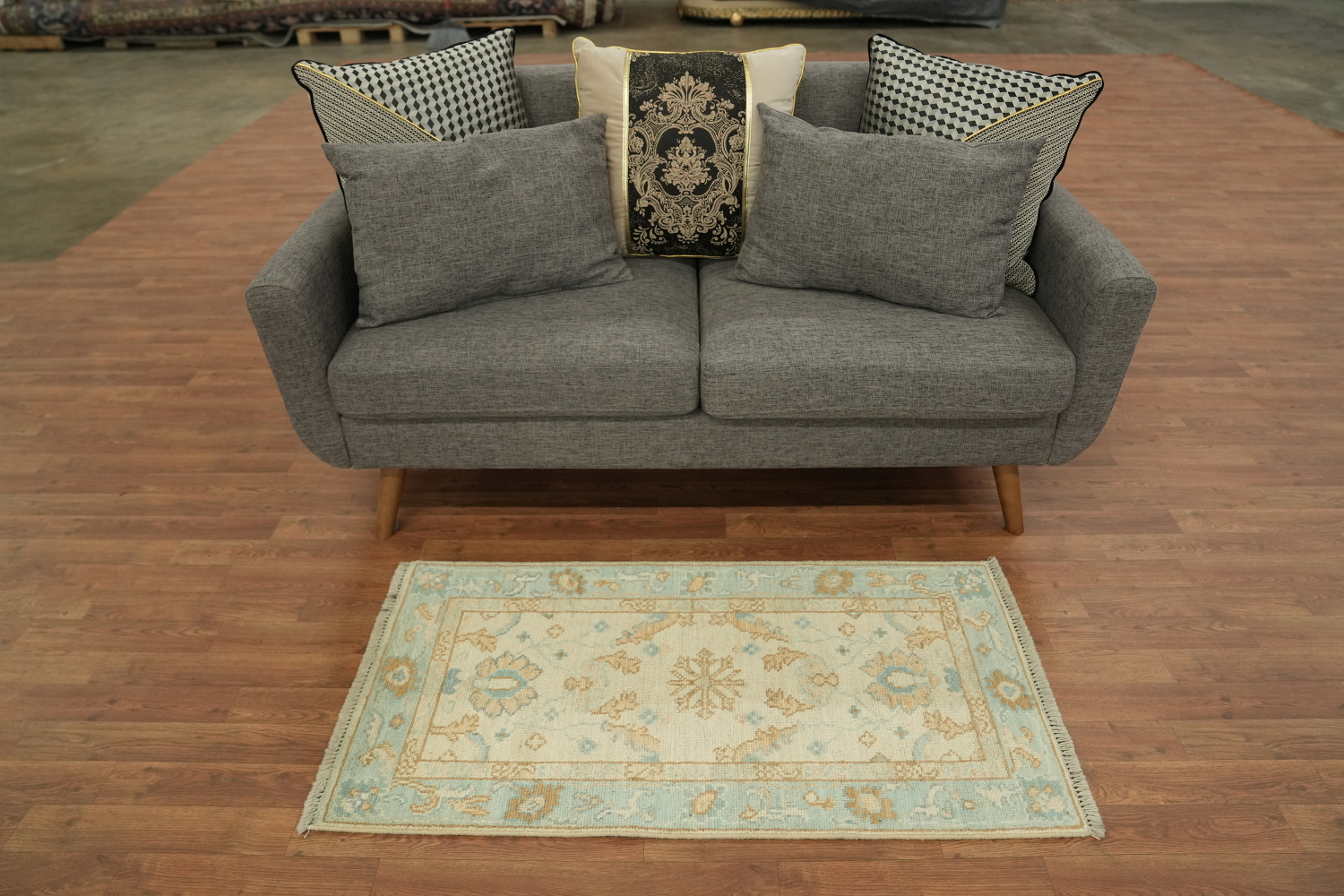 Vegetable Dye Oushak Turkish Accent Rug 2x4