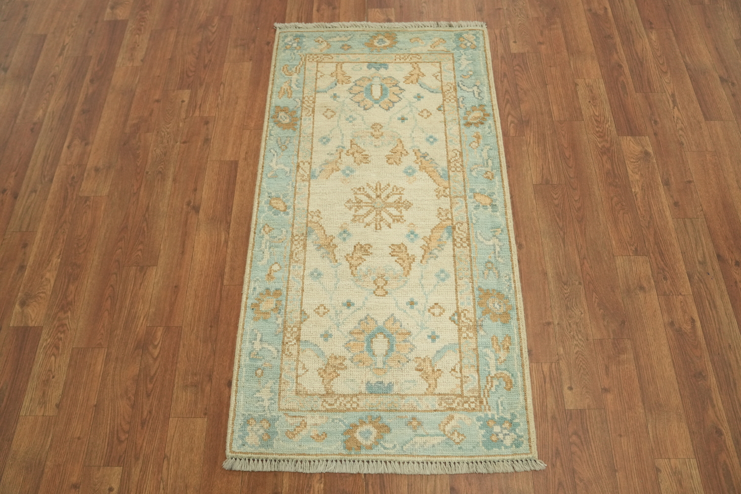 Vegetable Dye Oushak Turkish Accent Rug 2x4