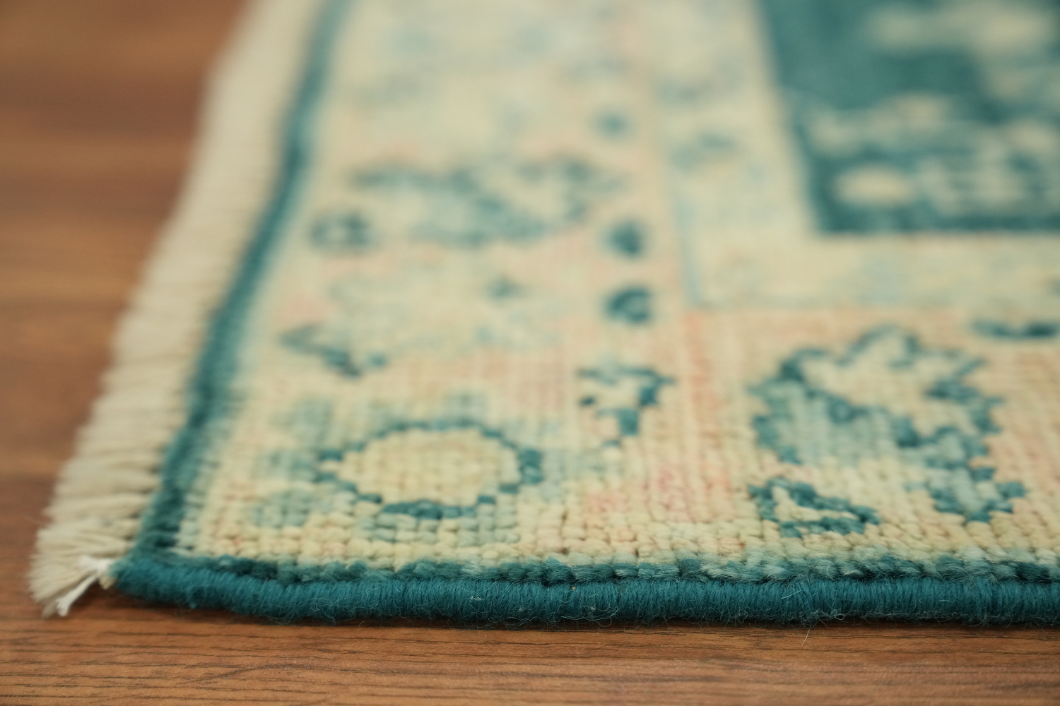 Green Oushak Vegetable Dye Turkish Accent Rug 2x4