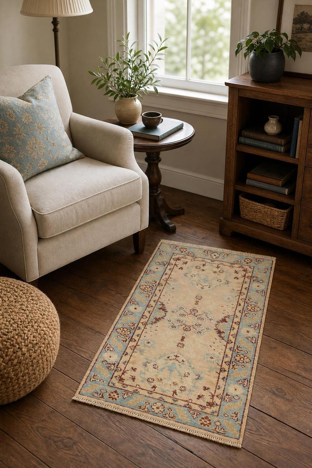 Vegetable Dye Oushak Oriental Accent Rug 2x4