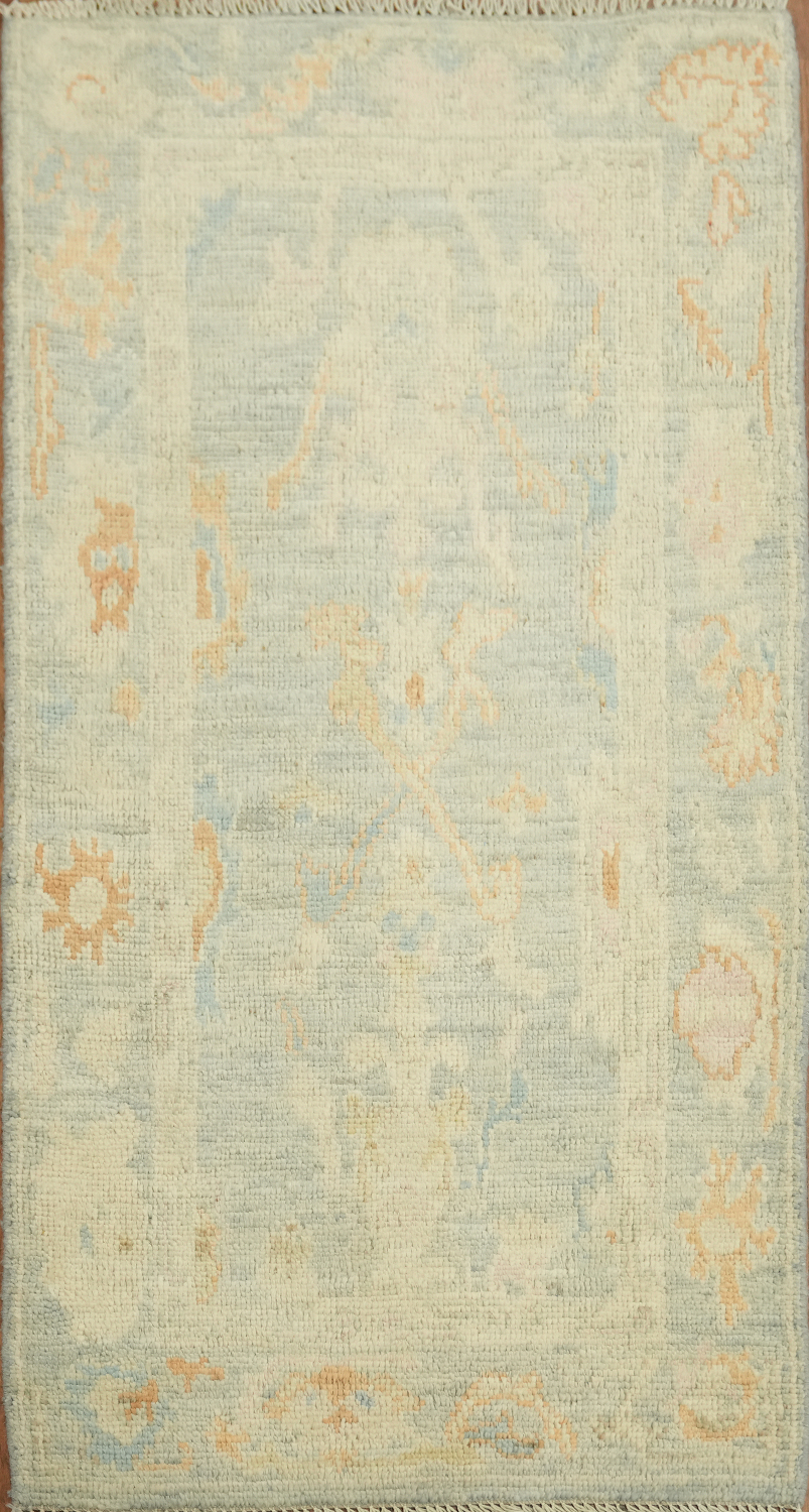 Vegetable Dye Oushak Turkish Foyer Rug 2x4