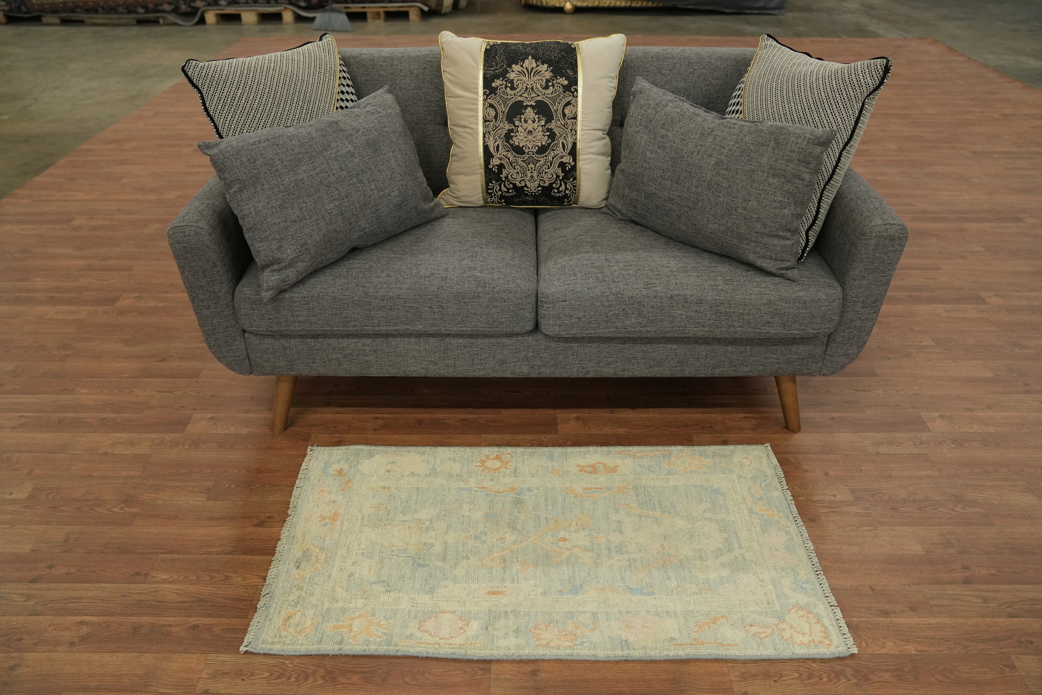 Vegetable Dye Oushak Turkish Foyer Rug 2x4