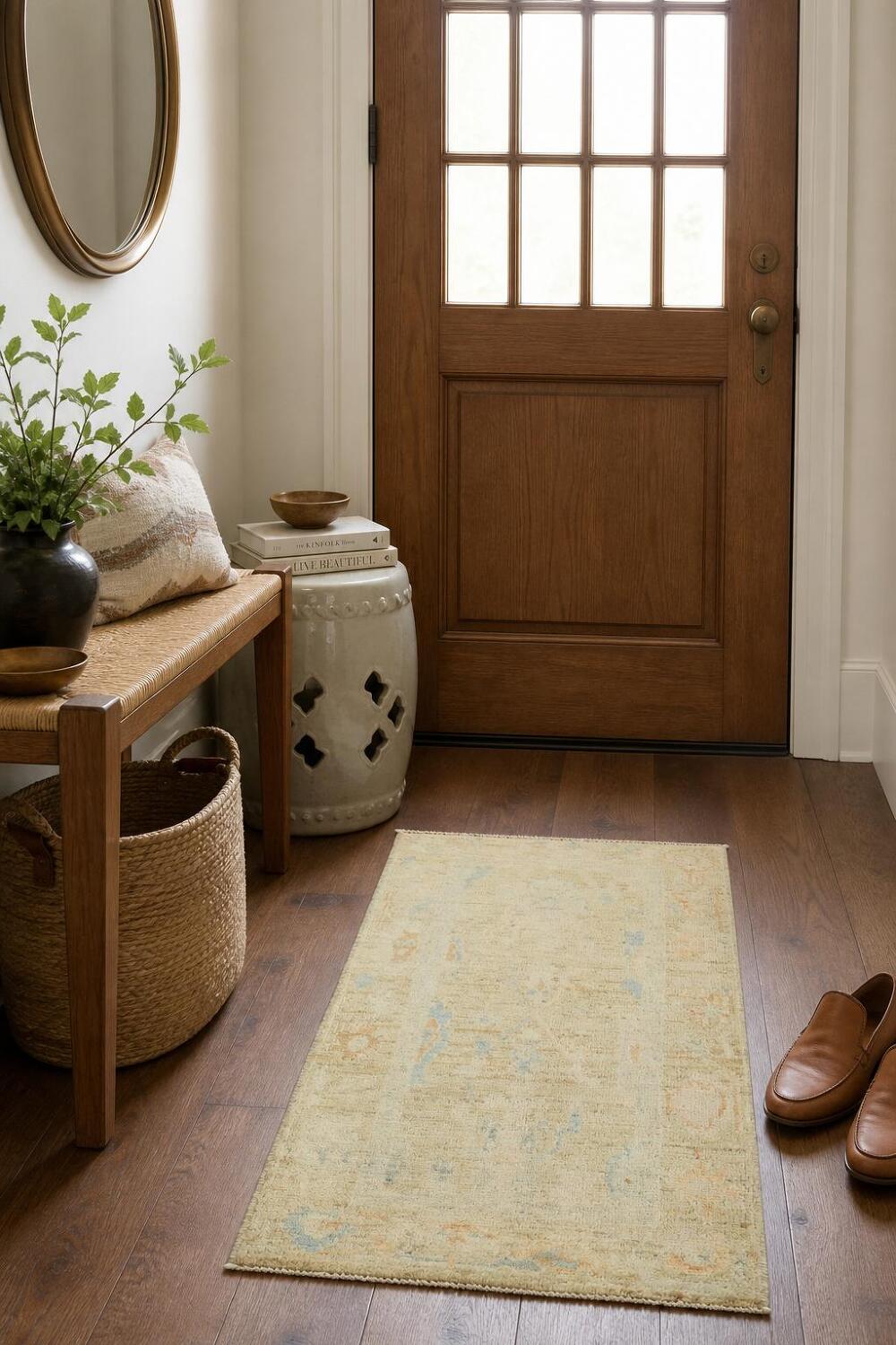 Vegetable Dye Oushak Oriental Turkish Accent Rug 2x4