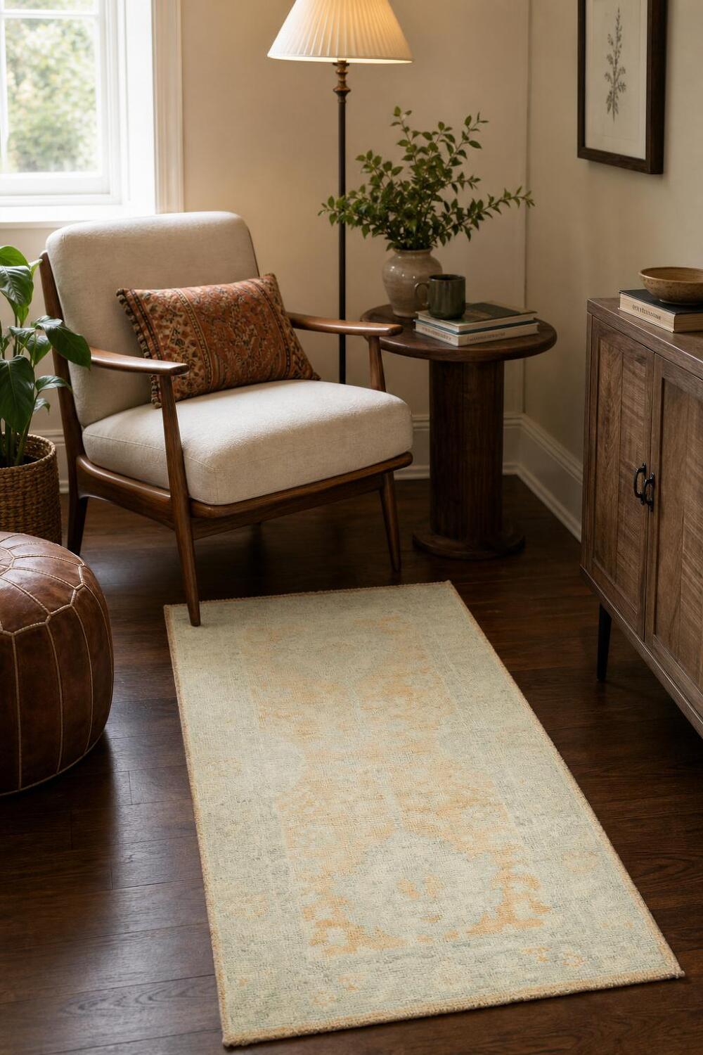 Vegetable Dye Oushak Accent Turkish Rug 2x4