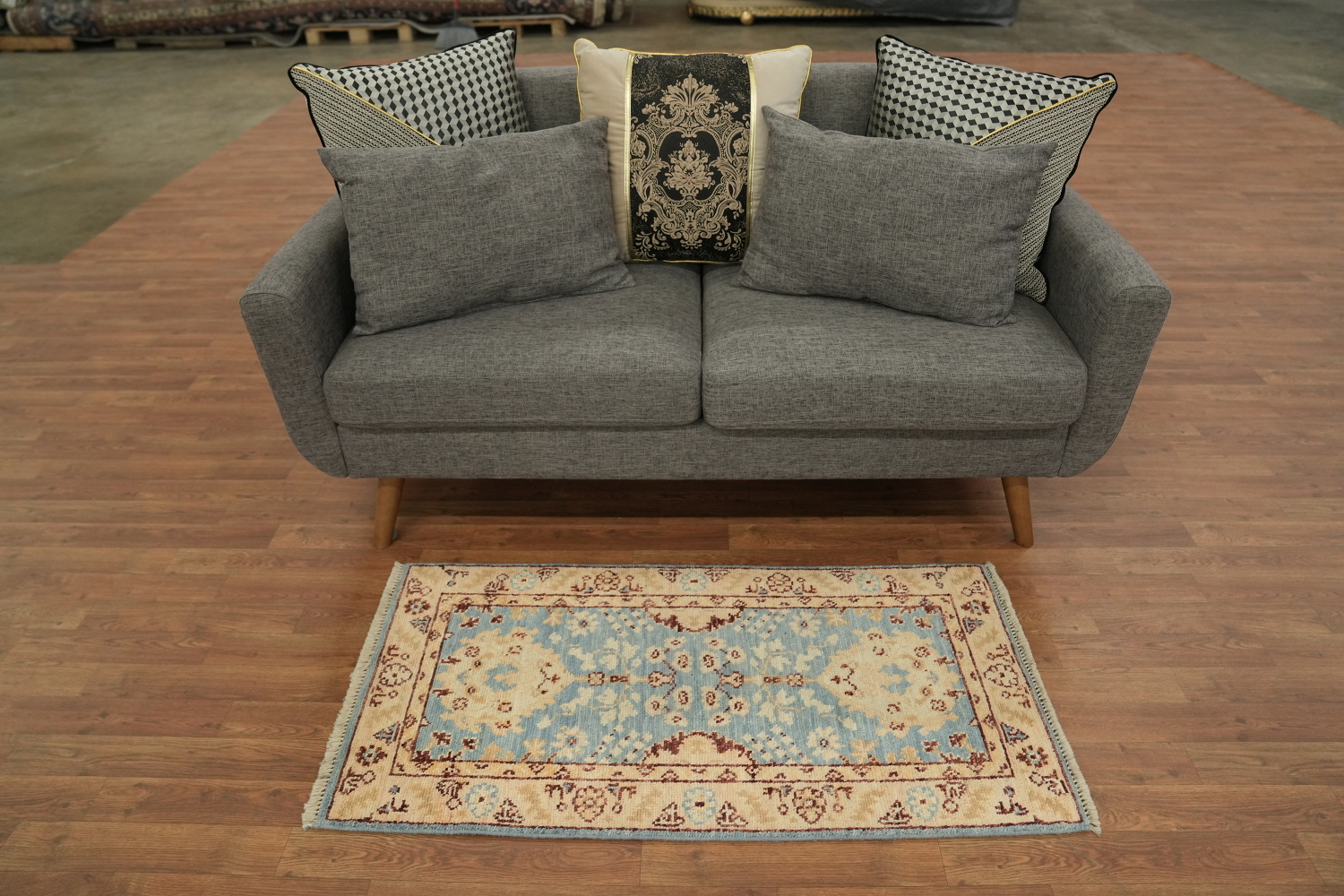 Turkish Oushak Vegetable Dye Foyer Rug 2x4