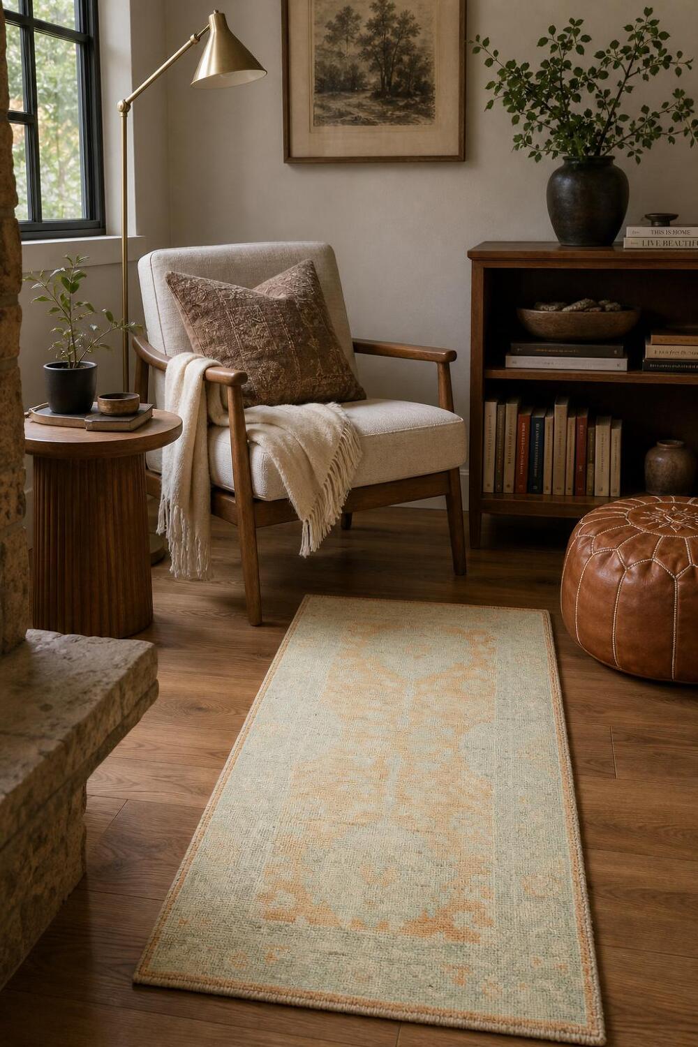 Vegetable Dye Oushak Wool Accent Rug 2x4