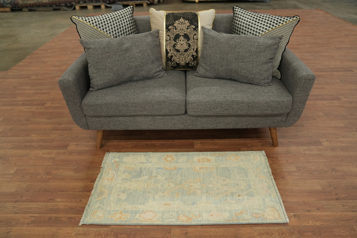 Vegetable Dye Oushak Turkish Accent Rug 2x4