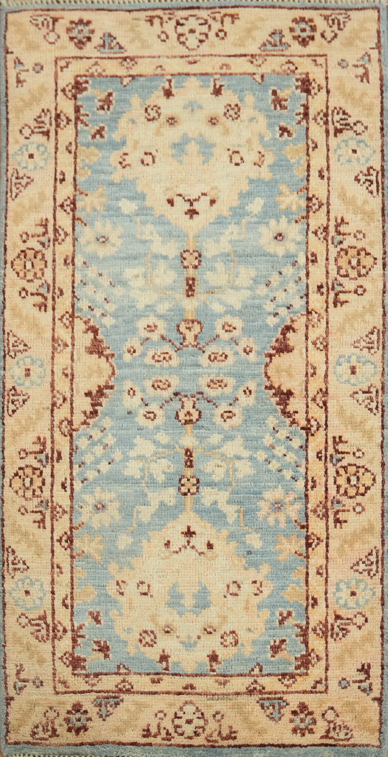 Blue Oushak Vegetable Dye Turkish Rug 2x4
