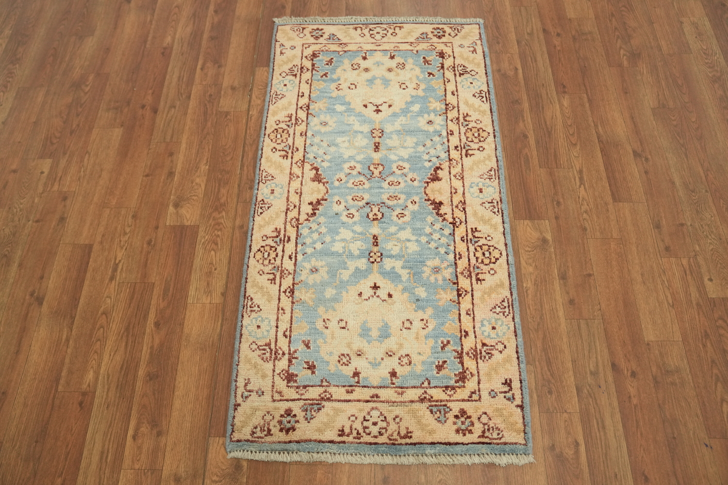 Blue Oushak Vegetable Dye Turkish Rug 2x4