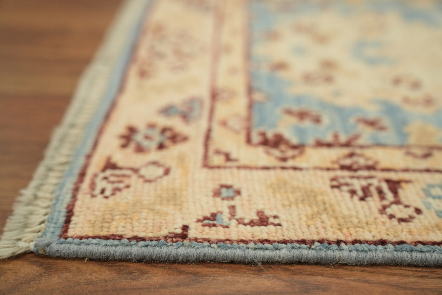 Blue Oushak Vegetable Dye Turkish Rug 2x4