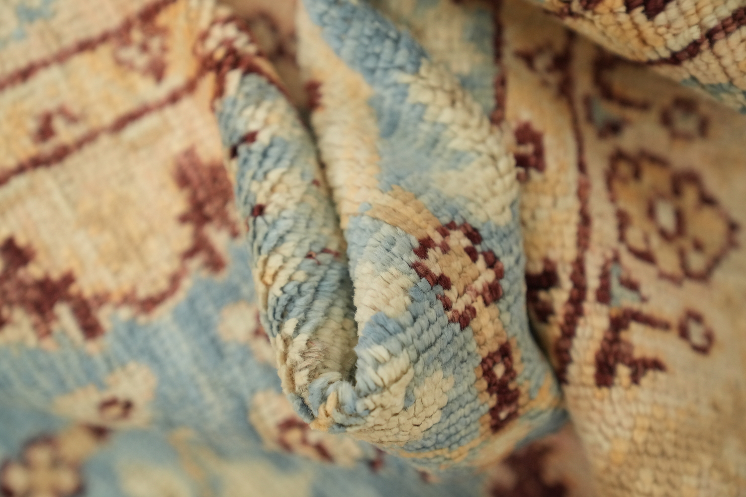 Blue Oushak Vegetable Dye Turkish Rug 2x4